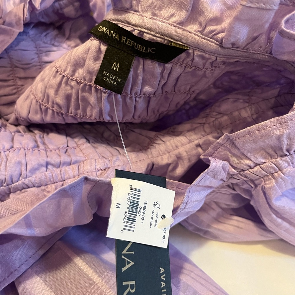 NWT size M Banana Republic Purple Tiered Midi Dress with Flutter Sleeves - Picture 8 of 11